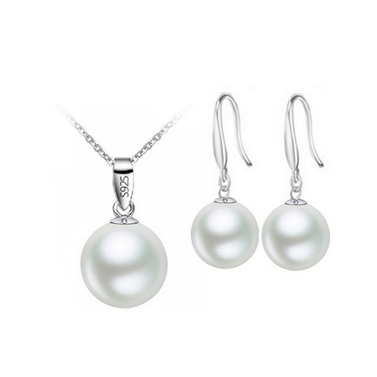 Pure 925 Sterling Silver Fresh Pearl Wedding Never Fade Jewelry Set M01132
