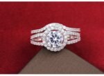 Pure 925 Sterling Silver Pair CZ Diamonds Wedding Never Fade Ring M01391