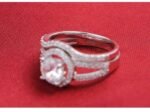 Pure 925 Sterling Silver Pair CZ Diamonds Wedding Never Fade Ring M01391
