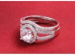 Pure 925 Sterling Silver Pair CZ Diamonds Wedding Never Fade Ring M01399