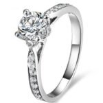 Pure 925 Sterling Silver Wedding Crystal Never Fade Ring M01369