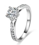 Pure 925 Sterling Silver Wedding Crystal Never Fade Ring M01369