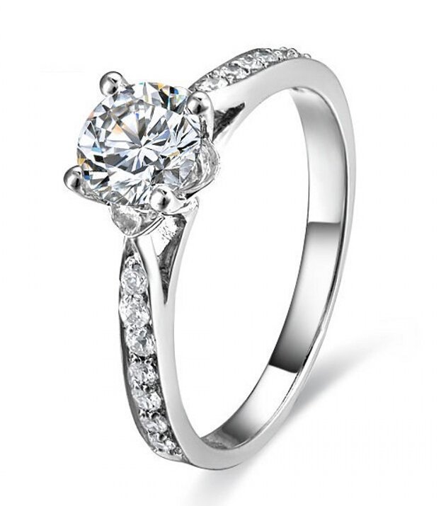 Pure 925 Sterling Silver Wedding Crystal Never Fade Ring M01369