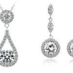 Pure 925 Sterling Silver Zircon Drop Earrings Never Fade Jewelry Set M01406