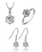 Pure 925 Sterling Silver Zirconia Luxury Jewellery Set M01439