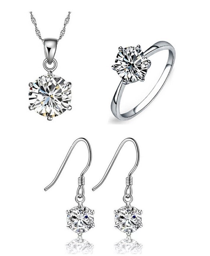 Pure 925 Sterling Silver Zirconia Luxury Jewellery Set M01439