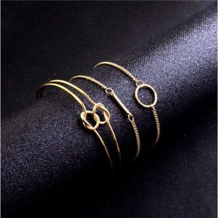 18K Gold Plated Crystal Bracelets Set M02296