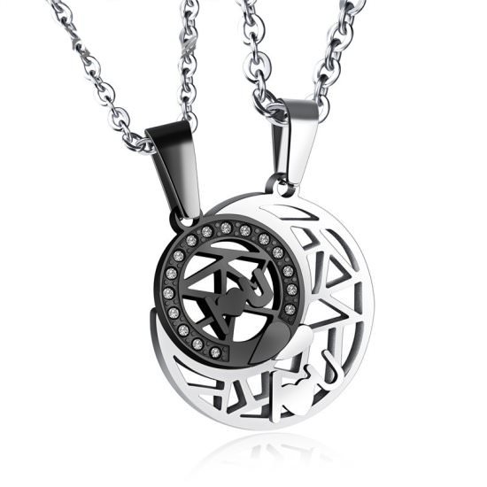 316L Stainless Steel 18K Gold Plated Couple Necklace Jewelry Set M02259