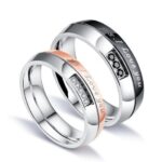 316L Stainless Steel 18K Gold Plated Couple Rings Jewelry Set M02263