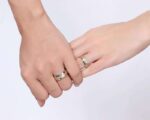 316L Stainless Steel 18K Gold Plated Couple Rings Jewelry Set M02313