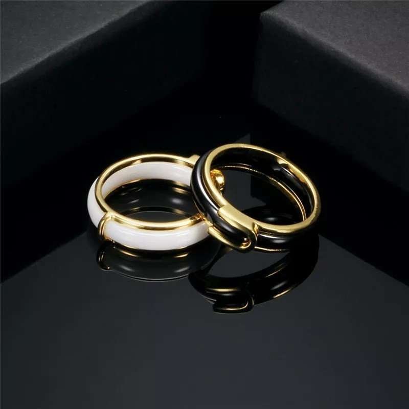 316L Stainless Steel 18K Gold Plated Couple Rings Jewelry Set M02317
