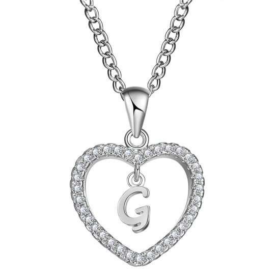 925 Silver Plated Crystal Letter Necklace M02285