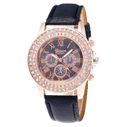 Geneva Original Black Leather Watch M01848