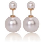 15mm Pearl Beads Gold Plated Fashion Stud Matte Earrings M01429