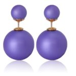 15mm Pearl Beads Gold Plated Fashion Stud Matte Purple Earrings M01426