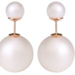 15mm Pearl Beads Gold Plated Fashion Stud Matte White Earrings M01427