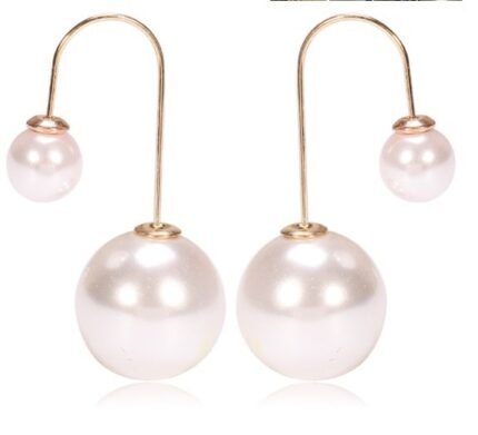 15mm and 8mm Pearls Beads Gold Plated Copper Hook Fashion Earrings M01411