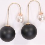 15mm and 8mm Pearls Beads Gold Plated Copper Hook Matte White Fashion Earrings M01412