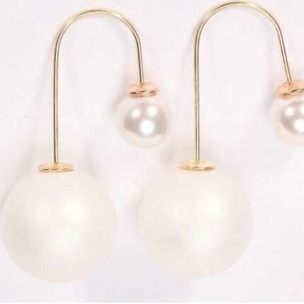 15mm and 8mm Pearls Beads Gold Plated Copper Hook White Black Fashion Earrings M01413