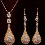 18K Gold Filled Clear Austrian Crystal Drop Earrings Jewelry Set M01200