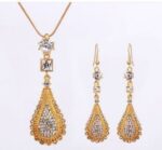 18K Gold Filled Clear Austrian Crystal Drop Earrings Jewelry Set M01200