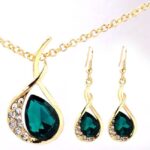 18K Gold Filled Emerald Austrian Crystal Jewelry Set M01202