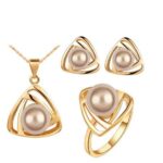18K Gold Filled Pearl Wedding Bronze Jewellery Set M01432