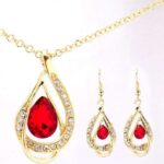 18K Gold Filled Ruby Austrian Crystal Jewelry Set M01206