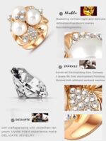 18K Gold Plated 3 Times Austrian Crystal Pearl Ring M01445