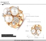 18K Gold Plated 3 Times Austrian Crystal Pearl Ring M01445