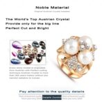 18K Gold Plated 3 Times Austrian Crystal Pearl Ring M01445