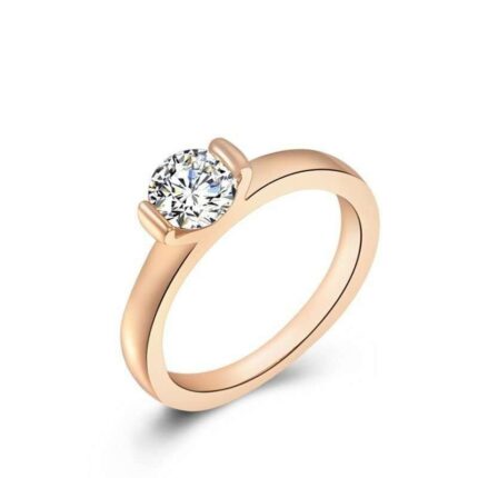 18K Gold Plated 3 Times Rhinestone and Australian Crystal Wedding Ring M00852