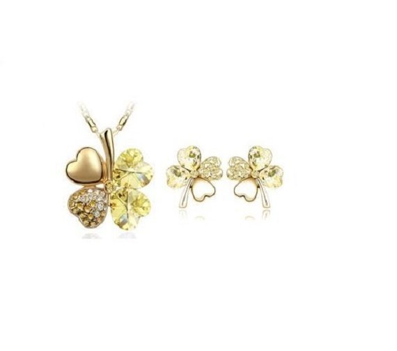 18K Gold Plated 4 Leaf Yellow Jewelry Set M02215