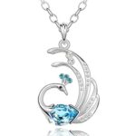 18K Gold Plated Alloy Austrian Crystal Peacock Necklace Ocean Blue M00096