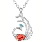 18K Gold Plated Alloy Austrian Crystal Peacock Necklace Red M00098