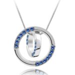 18K Gold Plated Alloy Cezch Rhinestones Circle Blue Necklace M00644