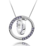 18K Gold Plated Alloy Cezch Rhinestones Circle Violet Necklace M00645