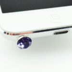 18K Gold Plated Austrain Crystal Round 3.5 mm Dust Earphone Dush Plug Purple M00048