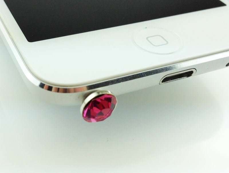 18K Gold Plated Austrain Crystal Round 3.5 mm Dust Earphone Dush Plug Rose M00045