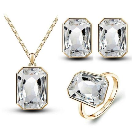 18K Gold Plated Austrian Big Crystal and Rhinestone Jewelry Set M01172