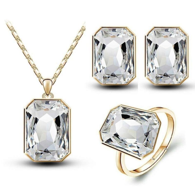 18K Gold Plated Austrian Big Crystal and Rhinestone Jewelry Set M01172