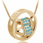 18K Gold Plated Austrian Crystal Circle Ocean Blue Necklace M01068