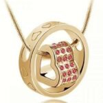 18K Gold Plated Austrian Crystal Circle Rose Necklace M01065