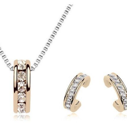 18K Gold Plated Austrian Crystal Circles Jewelry Set M01045