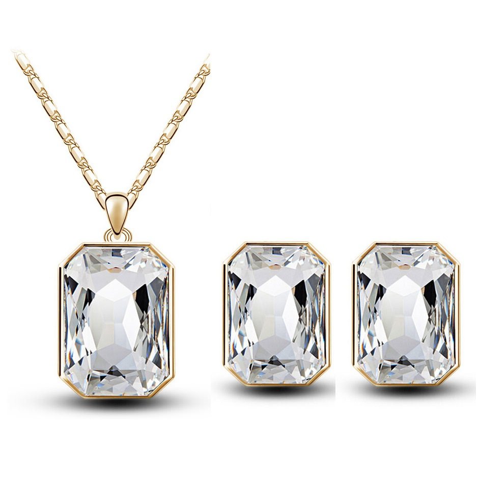 18K Gold Plated Austrian Crystal Jewelry Set M01968 1 18K Gold Plated Austrian Crystal Jewelry Set M01968