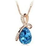 18K Gold Plated Austrian Crystal Ocean Blue Necklace M02167