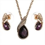 18K Gold Plated Austrian Crystal Purple Jewelry Set M02136
