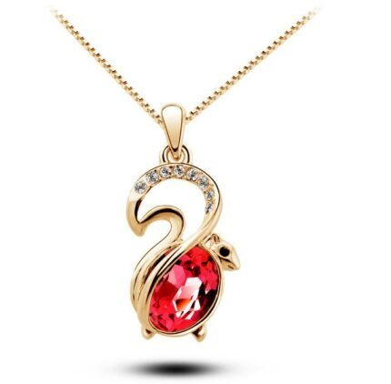 18K Gold Plated Austrian Crystal Red Necklace M00998