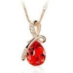 18K Gold Plated Austrian Crystal Red Necklace M02169