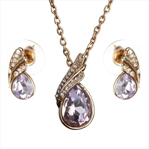 18K Gold Plated Austrian Crystal Violet Jewelry Set M02137
